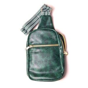 SuitShine Small Sling Bag Women Crossbody Leather Fanny Pack Chest Bag Green NEW